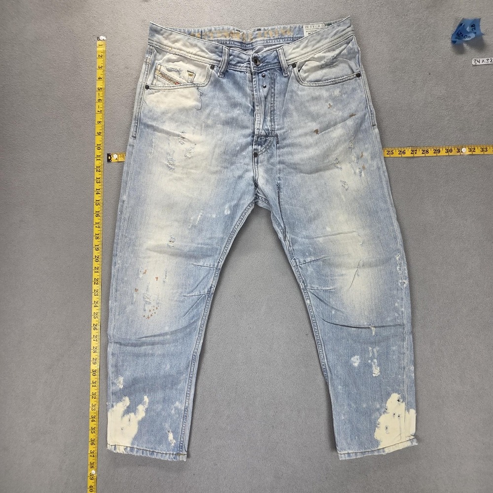 Diesel Jeans Mens‎ 33x32 Blue Narrot Relaxed Tapered Distressed Button Fly 0880M